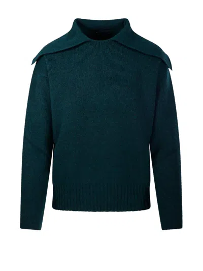 Roberto Collina Collar Detailed Knit Sweater In Green