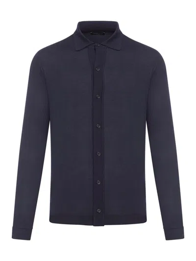 Roberto Collina Knitted Shirt In Blue