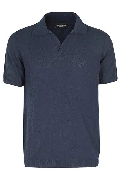 Roberto Collina Collared Knit Polo Shirt In Blue