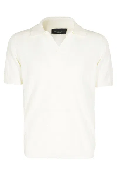 Roberto Collina Collared Knit Polo Shirt In White