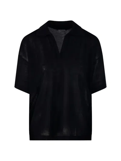 Roberto Collina Collared V-neck T-shirt In Black