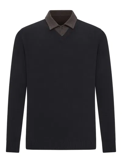 Roberto Collina Contrast-collar Cotton-piquet Polo Shirt In Black