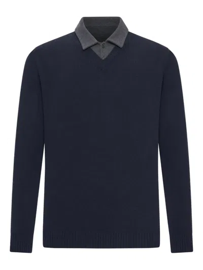 Roberto Collina Contrast-collar Cotton-piquet Polo Shirt In Blue