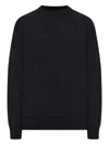 Roberto Collina Contrasting Stitching Crewneck Wool Sweater Clothing In Black