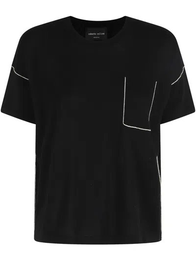 Roberto Collina Contrasting Trim T-shirt In Black