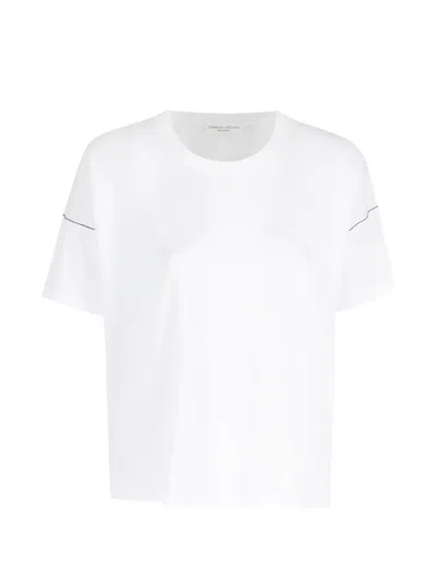 Roberto Collina Contrast-stitch Dropped-shoulder T-shirt In White