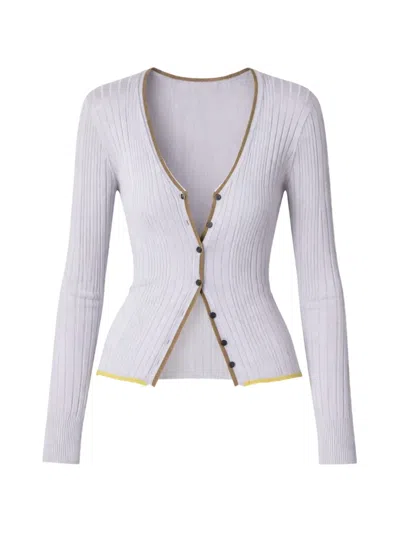 Roberto Collina Contrast-stitch Ribbed Cardigan In Neutral