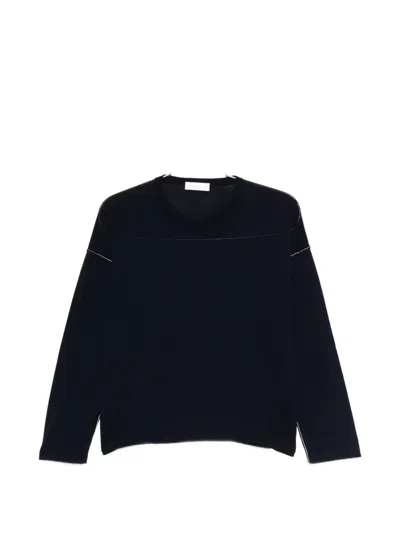 Roberto Collina Contrast-stitch Sweater In Black