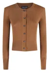 Roberto Collina Ribbed Cardigan Knitwear In Brown