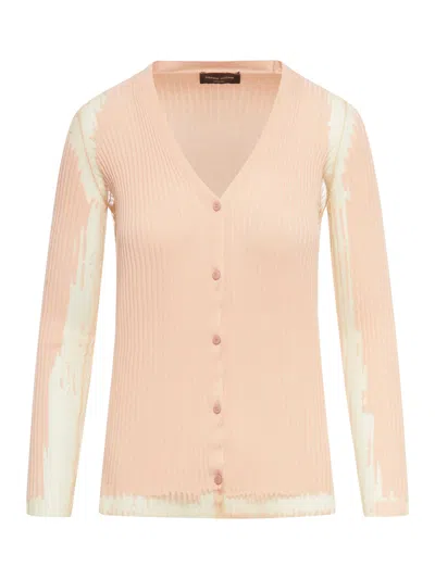 Roberto Collina Costa Devore` Cardigan In Nude & Neutrals