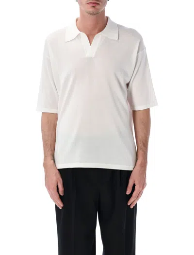 Roberto Collina Cotton Crepe Buttonless Polo Shirt In White