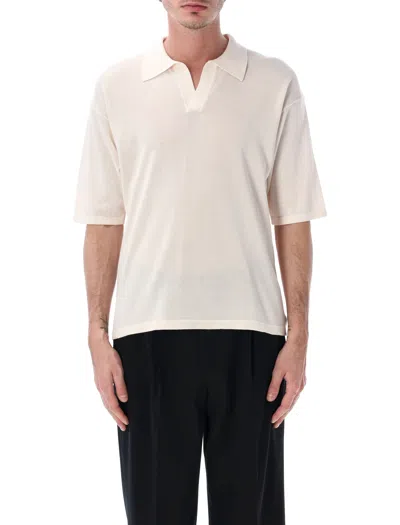Roberto Collina Cotton Crepe Loose Fit Polo Shirt In Neutral