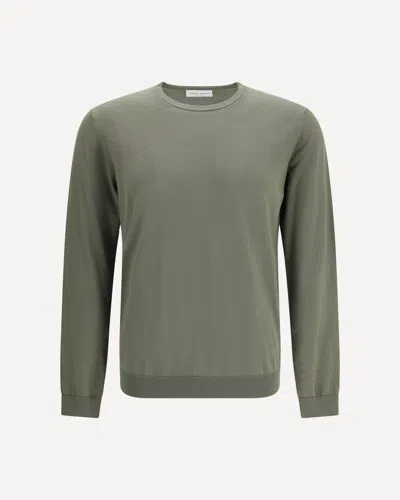 Roberto Collina Cotton Crew Neck Sweater In Green