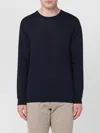 Roberto Collina Cotton Crew Neck Sweater With Ribbed Cuffs And Hem In Blue