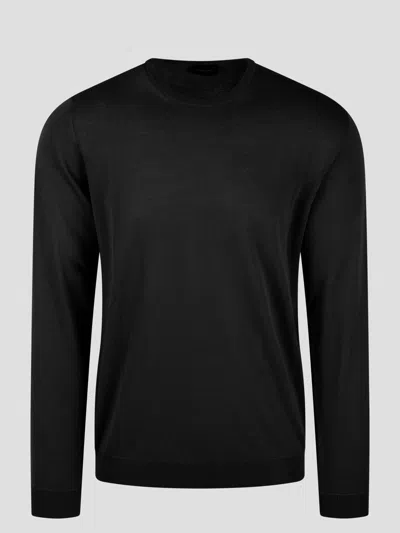 Roberto Collina Cotton Crewneck Sweater In Black