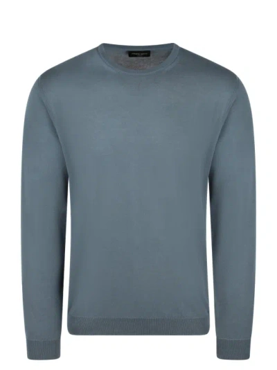Roberto Collina Cotton Crewneck Sweater In Blue
