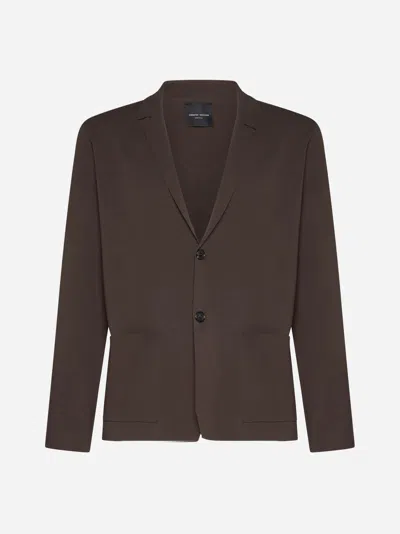 Roberto Collina Cotton Knit Jacket In Brown