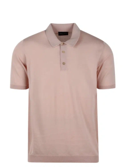 Roberto Collina Cotton Knit Polo Shirt In Pink
