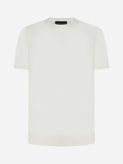 Roberto Collina Cotton Knit T-shirt In Latte