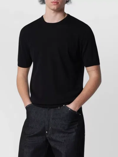 Roberto Collina Sheer Short-sleeve Knitted Top In Black