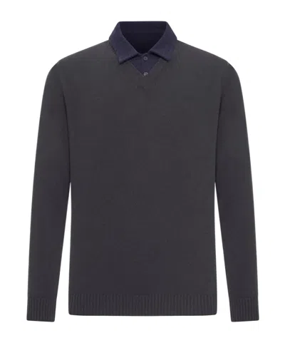 Roberto Collina Cotton-piquet Contrast-collar Polo Shirt In Black