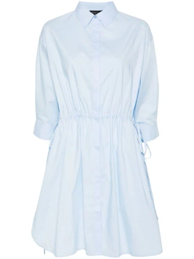 Roberto Collina Cotton Shirt Dress In Blue