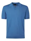 Roberto Collina Short-sleeved Polo With Classic Collar In Blue