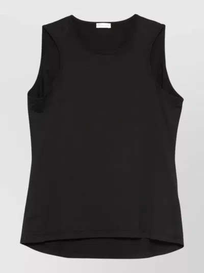 Roberto Collina Cotton Tank Top Round Neck Sleeveless In Black