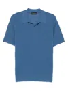 Roberto Collina Short-sleeved Polo With Classic Collar In Blue