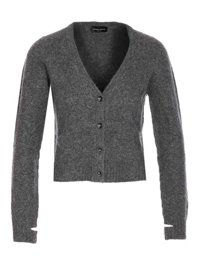Roberto Collina Grey Cashmere Cardigan In Gray