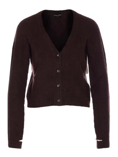 Roberto Collina Knitwear Cardigan With Cut Out Detail In Brown