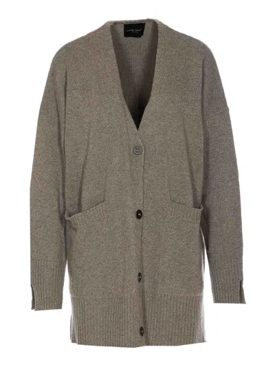 Roberto Collina Knitwear Cardigan With Front Pockets And V-neckline In Gray