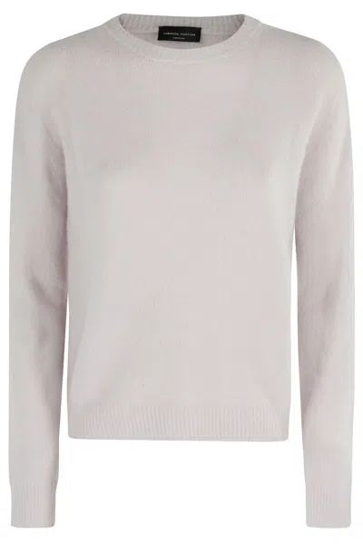 Roberto Collina Crew Neck Cashmere Blend Sweater In Gray