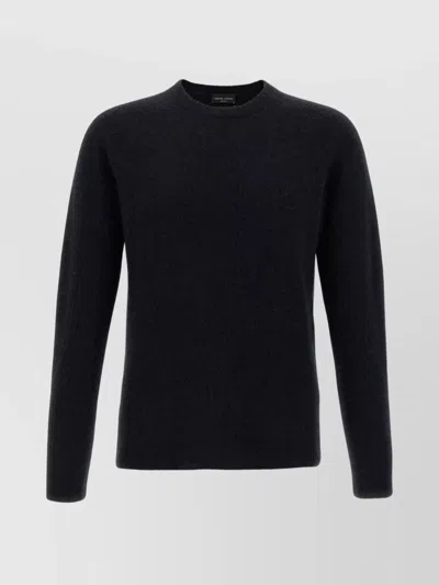 Roberto Collina Cashmere And Silk Blend Sweater With Classic Crew Neck In Black