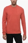 Roberto Collina Crew Neck Cotton Blend Brushed Sweater In Orange