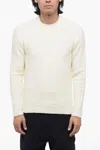 Roberto Collina Crew Neck Cotton Blend Brushed Sweater In White
