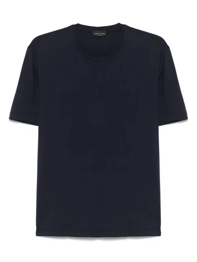 Roberto Collina Crew Neck Cotton T-shirt Clothing In Blue