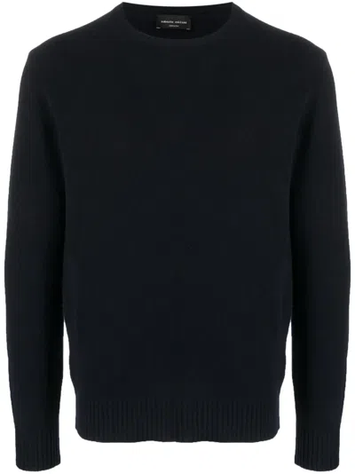Roberto Collina Crew-neck Fine-knit Jumper In Blue