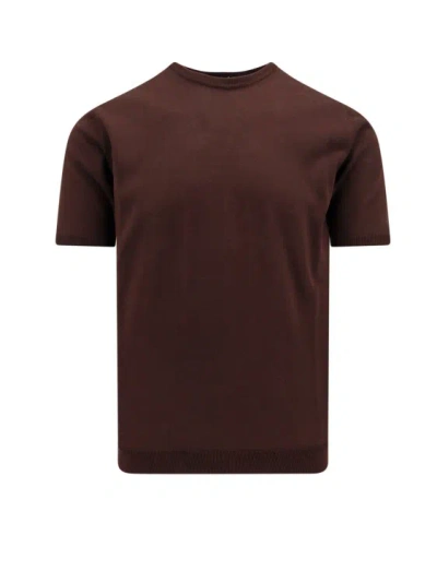 Roberto Collina Crew-neck Knit Short Sleeve In Brown