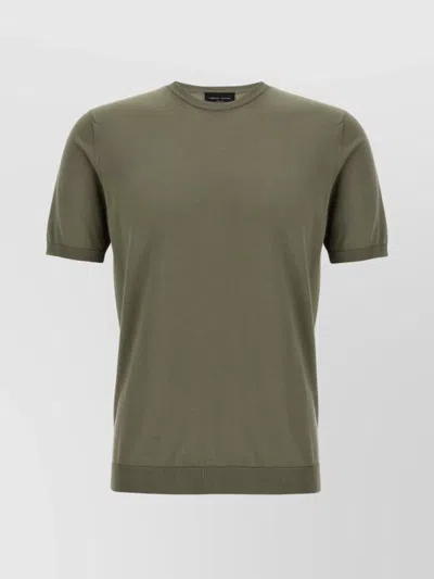 Roberto Collina Crew Neck Knitted T-shirt In Green