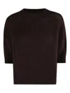 Roberto Collina Textured Knit Sweater With Three-quarter Sleeves In Brown