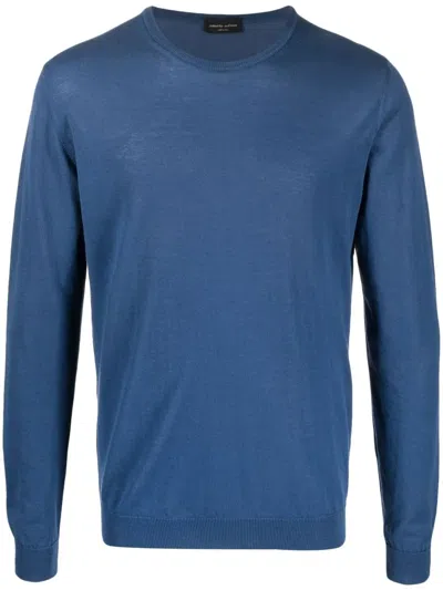 Roberto Collina Crew-neck Long-sleeve Jumper In Blau