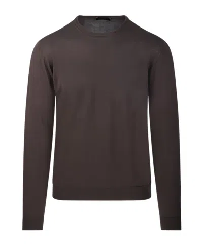 Roberto Collina Crew Neck Knit Top In Brown