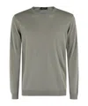 Roberto Collina Crew-neck Military Green Sweater With Ribbed Cuffs