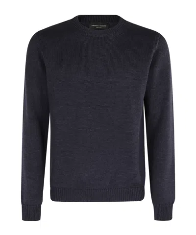 Roberto Collina Crew Neck Long Sleeve Sweater In Blue