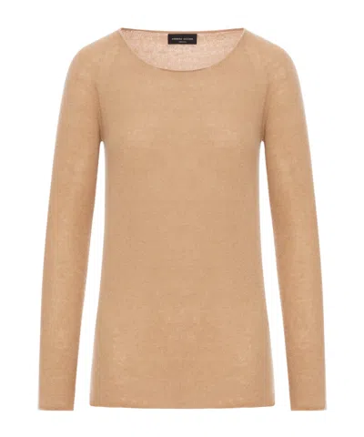Roberto Collina Crew Neck Long Sleeve Sweater In Brown
