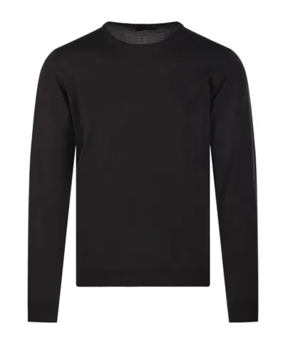 Roberto Collina Crew Neck Long Sleeve Sweater In Brown