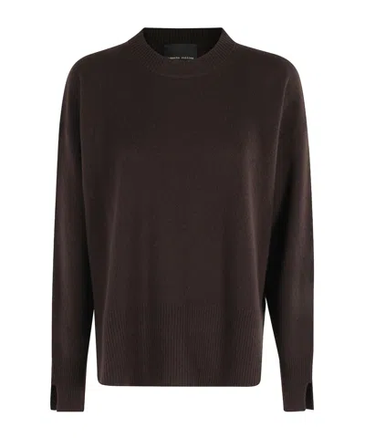 Roberto Collina Crew Neck Long Sleeve Sweater In Brown