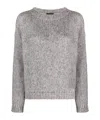 Roberto Collina Soft Knit Crewneck Sweater With Ribbed Finish In Gray