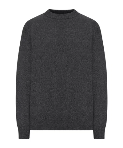 Roberto Collina Crew Neck Sweater In Melange Effect Wool In Gray